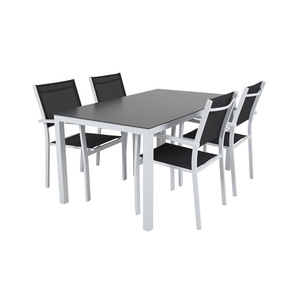 Juego de mesa de comedor de vidrio 1 + 4 Juego de sillas de mesa de comedor de diseño moderno para sala de estar y comedor - Product Image 1