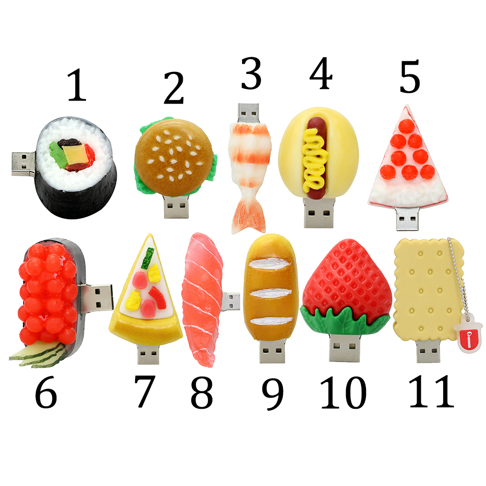 Pendrive phim hoạt hình Hamburger thực phẩm USB Flash Drive Bánh mì/Pizza 4GB 8GB Memory Stick mô phỏng thực phẩm/rau/bánh hình PVC USB