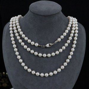 Nuova <span class=keywords><strong>Collana</strong></span> <span class=keywords><strong>Lunga</strong></span> da Donna con <span class=keywords><strong>Perle</strong></span> Simulate da 6mm, Catena per Maglione, Stile Retrò a Strati, Lusso Leggero e <span class=keywords><strong>di</strong></span> Alta Moda - Product Image 1