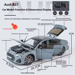 Modelo de Coche de Aleación 1:24 RS7 con Alerón Trasero Ajustable, Sonido y Luces, para Coleccionistas - Product Image 5