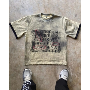 T-shirt à manches courtes pour homme, style streetwear, effet délavé soleil - Product Image 1