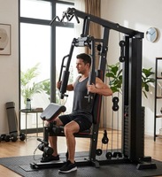 Appareil de musculation multifonctionnel 2-en-1 pour entraînement complet du corps, machine de force à station unique avec poids réglable pour la remise en forme à domicile