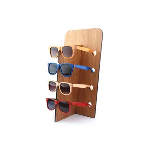 New 2022 bamboo sunglasses holder stander can be customized logo display stand