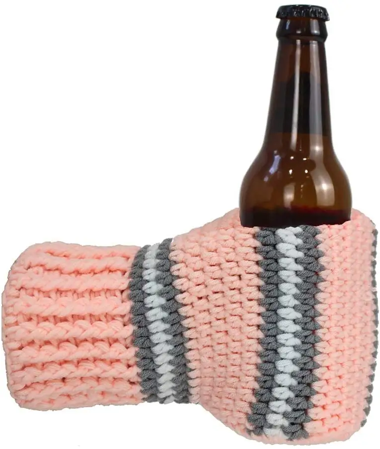 hot sales warm insulate freezing bottle can holder beer mitten beer mitt knit drinking beer mittens