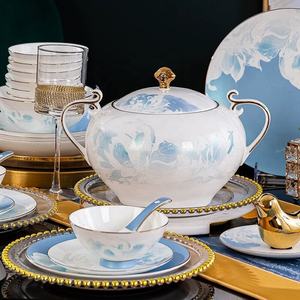 Service de table et vaisselle en porcelaine de style européen minimaliste, 60 pièces, motif fleur de glace, en porcelaine fine, vente chaude - Product Image 3