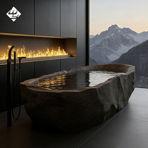 Bañera de Piedra Natural Irregular, Bañera Independiente de Roca Rugosa para Baños de Villas de Lujo, Hoteles y Spas - Product Image 2