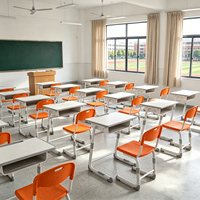 Meubles de classe modernes en forme de C, table d'étude, tabouret en plastique, bureau et chaises réglables pour l'école primaire, secondaire et universitaire