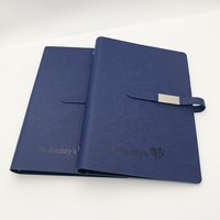 Reliure à 6 anneaux en cuir PU bleu marine personnalisée, couverture de journal d'écriture A5, planificateur avec fermeture magnétique