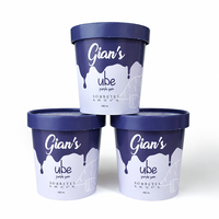 Conteneur d'emballage pour crème glacée en PLA/PE, gobelets en papier, bol à soupe en papier blanc avec couvercle en papier PET