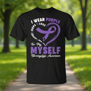 T-shirt pour la sensibilisation à la fibromyalgie : Je porte du violet pour moi-même - Product Image 3