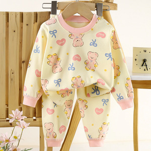 <span class=keywords><strong>Pigiama</strong></span> in Flanella di <span class=keywords><strong>Cotone</strong></span> Stile Regolare, Abbigliamento Casual per Casa, per Bambini e Bambine, Autunno/Primavera, Motivo Floreale e Cartoni Animati Youyuan - Product Image 3