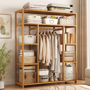 Simple floor-standing <b>clothes</b> <b>rack</b> for home use, a versatile bamboo storage <b>rack</b> for dressing rooms. - Product Image 1
