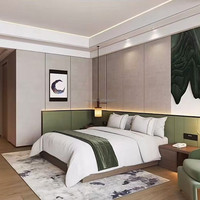Lit d'hôtel standard 3 étoiles, prix de gros abordable, mobilier de chambre d'hôtel taille King Queen avec cadre de lit en tissu