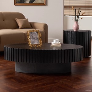 Hot Sale Modern 3D Vertical Grain Wooden Panel Coffee <strong>Table</strong> Set Wood Center <strong>Table</strong> Eco-Friendly Durable for Living Room Home - Product Image 5