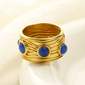 Medieval Vintage Fashion Grain Inlaid Gemstone Natural Stone Titanium Steel Jewelry Women Personalized <strong>Light</strong> Luxury Ring - Product Image 5