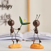 Ensemble de figurines mignonnes en fer forgé (fourmis et coléoptères) - Décoration de bureau artisanale d'inspiration jardin pour la maison et le bureau