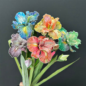 Flores Artificiales E-688, <span class=keywords><strong>Iris</strong></span> Artificiales de Tallo Largo, Ramas de Flores de <span class=keywords><strong>Iris</strong></span> Individuales, Gran Venta - Product Image 2