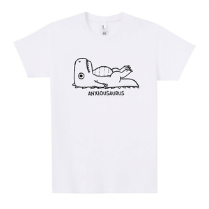 T-shirt Anxiousaurus bianca girocollo unisex promozionale - Product Image 2