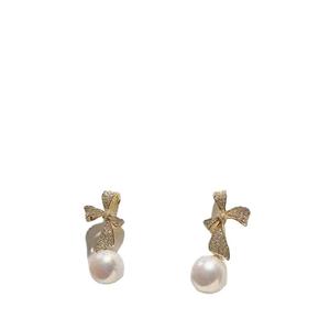 S925 <b>Silver</b> DIY <b>Pearl</b> Accessories 8-13mm Round <b>Earrings</b> with 20990 Empty Tray Bow <b>Silver</b> Jewelry Fashion Dangle Dangle <b>Earrings</b> - Product Image 5