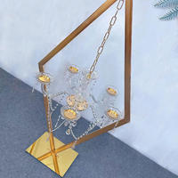 Candélabres en métal doré et argenté, grands, en forme de diamant, avec supports de bougies en acrylique, pour décoration de mariage, centres de table, supports de fleurs, vases