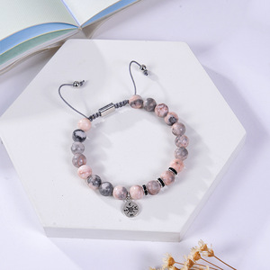 Nuovo braccialetto con bussola in pietra zebrata rosa bracciale regalo di laurea con perline di cristallo in pietra naturale - Product Image 5