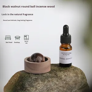 Difusor de aceite esencial hecho a mano ecológico de nogal negro, bola de adorno de vaso, ambientador de coche, <span class=keywords><strong>aromaterapia</strong></span> de piedra de madera - Product Image 2