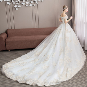 White Wedding Dress Ball Gown Sweetheart Neckline Empire Waist Vintage Style With Straps And Trail Tail 2026 Bridal Gown - Product Image 2