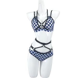 Ropa Deportiva exótica sin mangas para mujer, pantalones de cintura baja con estampado de tablero de damas, Sexy, Pole dance, precio de fábrica - Product Image 2