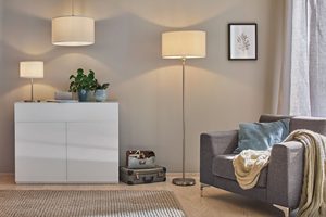 Lampada da Terra in Stile Contemporaneo con Paralume Bianco e Corpo in Ferro, Base E27, Luce Bianca Fredda Dimmerabile ad Alta Luminosità, Arredamento Moderno per Soggiorno - Product Image 5