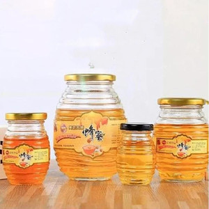 공장 생산 도매 다른 크기 하이브/벌집 모양의 유리 꿀 항아리 - Product Image 5