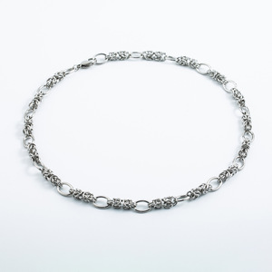 yunnique Men's Titanium Steel <b>Necklace</b> Elliptical <b>Ring</b> Geometric Design Punk Hip Hop Style Chain Jewelry - Product Image 1