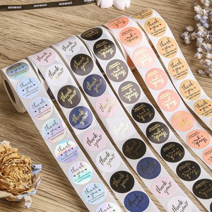 Màu hồng thanh lịch Cảm ơn bạn đã đặt hàng của bạn dán tùy chỉnh lá vàng niêm phong Nhãn Tròn với logo cho doanh nghiệp nhỏ bao bì Quà Tặng - Product Image 4