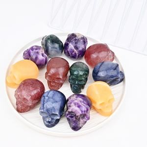 Crânes sculptés à la main en cristal naturel de haute qualité, améthyste et <span class=keywords><strong>agate</strong></span> mousse, pour la décoration intérieure (vente en gros) - Product Image 4