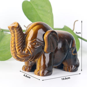 Cristales naturales piedra curativa tallada animal Ojo de Tigre elefante figuritas estatua de elefante artesanías de piedra de cristal - Product Image 2
