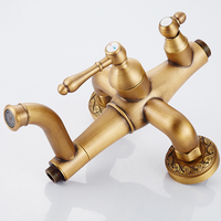 Ensemble de robinetterie de douche murale en laiton antique pour salle de bain, système de douche à barre coulissante à poignée unique, mitigeur de douche SF0264