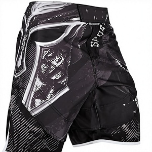 Shorts de boxe blancs 100 % coton imprimés par transfert thermique pour hommes, avec ceinture élastique dorée, logo personnalisé sur le devant, tissu satiné 100g, coupe ample - Product Image 1
