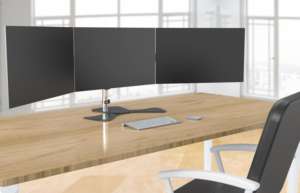 Support de bureau pour trois écrans LCD d'ordinateur, réglable en hauteur, en aluminium de qualité supérieure, avec inclinaison à 90 degrés, en stock, VM-MP230SL - Product Image 3