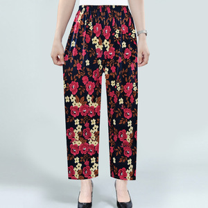 <span class=keywords><strong>Pantalon</strong></span> d'hiver pour <span class=keywords><strong>femme</strong></span> en soie de mûrier modal de qualité supérieure, <span class=keywords><strong>grande</strong></span> <span class=keywords><strong>taille</strong></span>, imprimé floral, <span class=keywords><strong>taille</strong></span> élastique, coupe capri légèrement évasée - Product Image 2