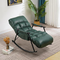Fauteuil à bascule contemporain durable avec repose-pieds, pliable, minimaliste, moderne, structure métallique, revêtement en tissu, pour hôtel, chambre, salon