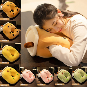 Coussin en peluche doux et chaud pour le bureau, design hiver dessin animé Kawaii, en forme de tasse de thé au lait Boba Bubble, pour la sieste et le repos des mains - Product Image 3