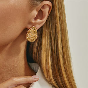 Charmes géométrie Texture goutte d'eau boucles d'oreilles pour femmes à la mode dame fines boucles d'oreilles vêtements quotidiens accessoires mode bijoux cadeau - Product Image 2