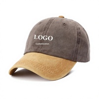 Gorra de Béisbol de 6 Paneles en Mezclilla con Bloques de Color, Logotipo Personalizado Bordado, Estilo Desgastado, 100% Algodón, Unisex, para las Cuatro Estaciones