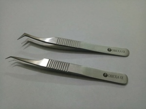 OBEXA OBT-852111 Ensemble de pinces à cils à 45 degrés en acier inoxydable pour extensions de cils VOLUME avec pointe fine - Product Image 4