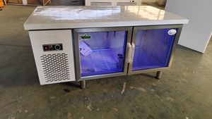 Établi de réfrigérateur en acier inoxydable à température unique avec éclairage LED Refroidisseur de réfrigérateur à 2 portes en <span class=keywords><strong>verre</strong></span> - Product Image 2