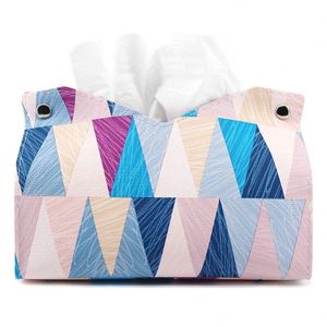 Boîte à mouchoirs en cuir durable à motif géométrique moderne rangement multifonctionnel pour le salon et la chambre à coucher - Product Image 6