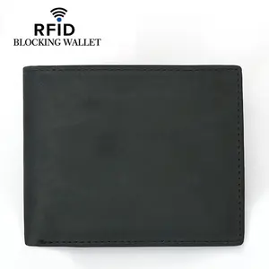 Mens Wallet Rfid Blocking Classic Brown Genuine Leather Mens Wallets Custom Your Logo RFID Blocking Slim Minimalist Wallet For Men