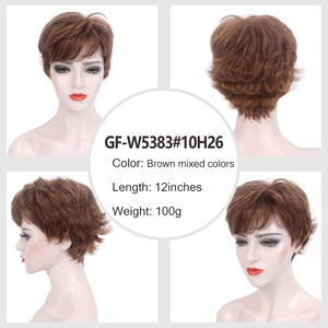 Cuero cabelludo realista Comercio exterior madre Peluca de gama alta Pixiewig marrón <span class=keywords><strong>Carnica</strong></span> dragón corto rizado tocado - Product Image 6