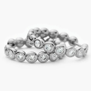 Fashion Diamond Bubble Bezel Set Round Cut Vvs Gra Moissanite Jewelry 14k Gold Filled <b>Huggie</b> Hoop Earrings Party Wear - Product Image 2
