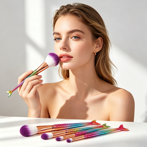 Conjunto de 7 Pincéis de Maquiagem com Pincel Leque e Bolsa de Cosméticos, Cerdas de Nylon e Cabos de Plástico - Product Image 6
