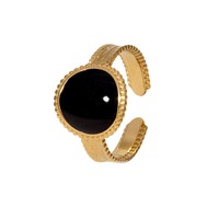 Cincin Baja Tahan Karat Tahan Air Vintage Retro Mewah Berkelas Geometris Lapisan Emas Anti Luntur Elegan